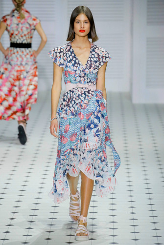Temperley London Blue Dress Flowers Wallpaper