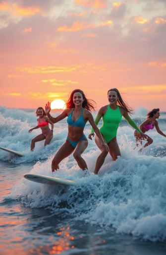 Girls Surfing Wallpaper