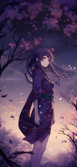 Girl Purple Anime Wallpaper For iPhone