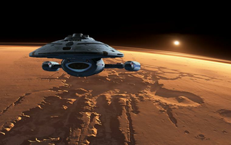 Voyager Over Mars Like Planet Computer Wallpaper Desktop Background