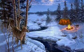 Artwork Fire Axe Camp Winter Wallpaper Desktop