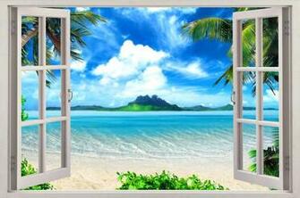 Beach 3d Window Decal Wall Sticker Home Decor Art Wallpaper Mural