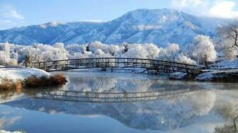 Wallpaper Frozen Bridge Over The Lake HD