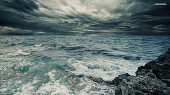 Stormy Sea Sky Wallpaper Background Waves