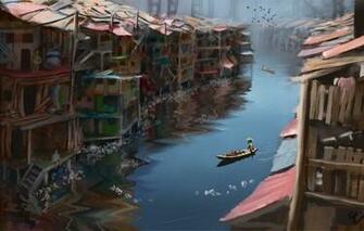 Wallpaper Birds River People Boat Home Hat Art Channel