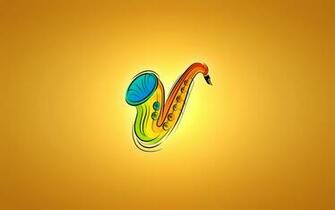 Art Saxophone Jazz Music Orange Background Vector