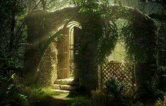 Wallpaper Light Vegetation Arch Stage Overgrown Garden Image