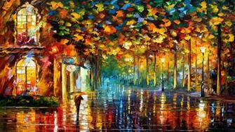 Autumn Street Painting Wallpaper