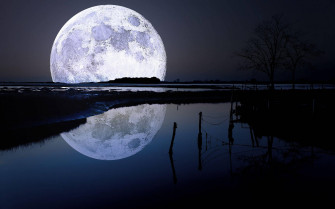 Moon 4k Full On Lake Wallpaper