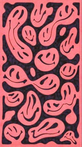 Trippy Smiley Peach Cute Laptop Wallpaper iPhone