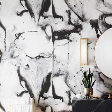 Whirling Dervish Panel White Wallpaper Res Cb2