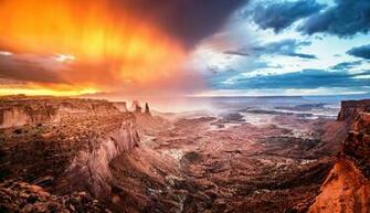 Sunrise Canyon Blue Storm White Sky Erosion Desert Red