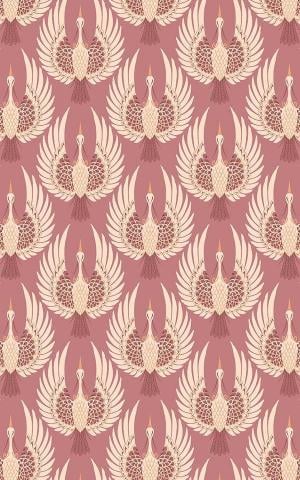 Pink Art Deco Crane Bird Pattern Wallpaper Hovia Uk Carta Da