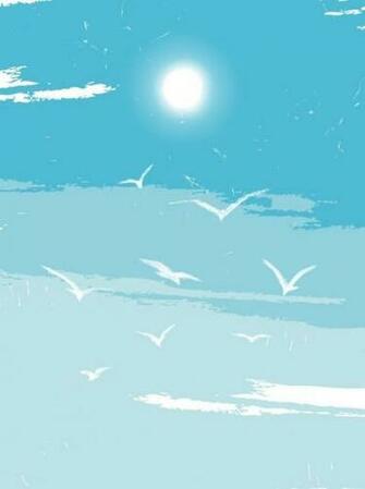 Illustration Wind Blue Sky White Clouds Seagull Background In