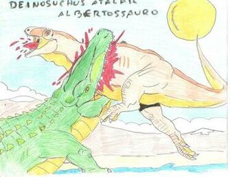 Deinosuchus Atack Albertosaurus By Lipebrazilkombat On