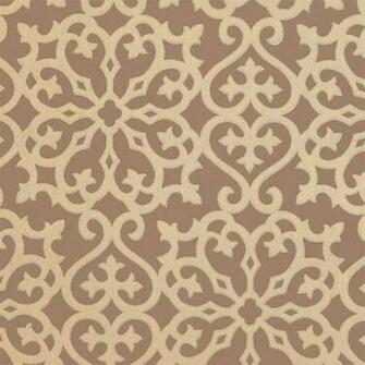 Damask Wallpaper In Metallic On Brown All