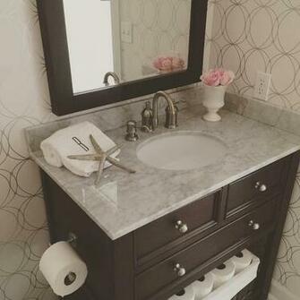 Powder Room With Graham And Brown Darcy Wallpaper Espresso