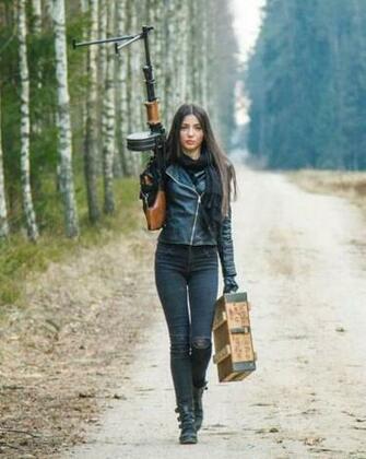 Ak Machine Gun Girls With Guns Military Girl