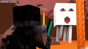 A Fearsome Minecraft Ghast Floating Above The Nether