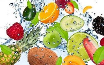 Fresh Fruits Coonut Orange Apple Water Banana Berries Digital