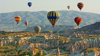 Wallpaper Turkey Aerostat Cappadocia Nature Hill