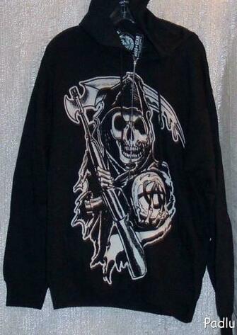 Sons Of Anarchy Muted Grim Reaper Zippered Hoodie