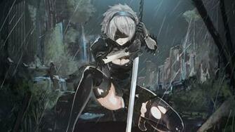 Yorha 2b Katana Nier Automata Girl Wallpaper