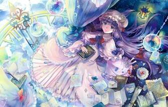 Wallpaper Girl Planet Books Anime Art Touhou Patchouli