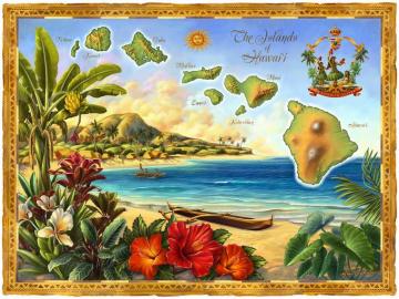 Vintage Map Of Hawaii By Anne Wertheim For