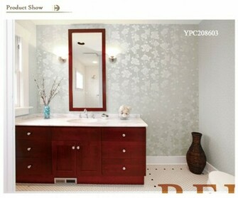 Elegant Floral Moisture Resistant Bathroom Vinyl Wallpaper