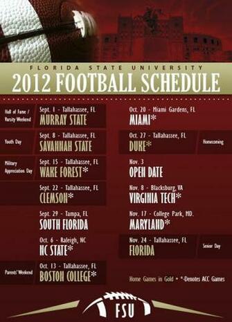 Fsu Football Schedule My School Heart