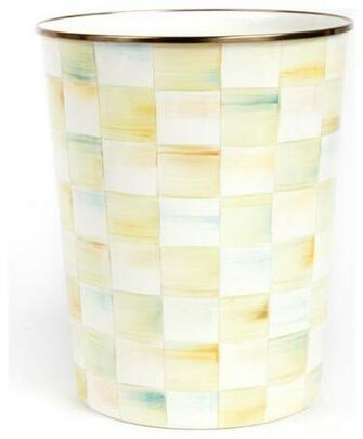 Parchment Check Enamel Waste Bin Mackenzie Childs Eclectic