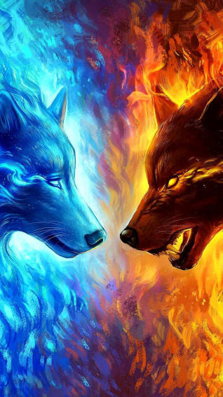 Fire And Ice Wolf Wallpaper On