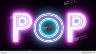 Pop Neon Sign Lights Logo Text Glowing Multicolor Stock