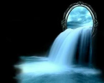 Water Mirrors Artwork Waterfalls Black Background