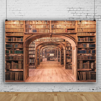 Amazon Eainb Library Bookshelf Backdrop Vintage Wooden
