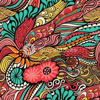 Vector Seamless Texture With Abstract Flowers Endless Background