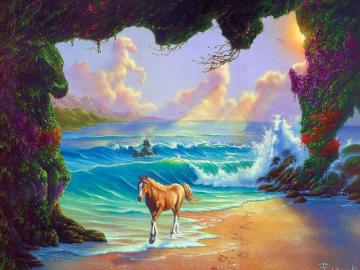 Jim Warren Horse By The Waves Fantasy Landscapes