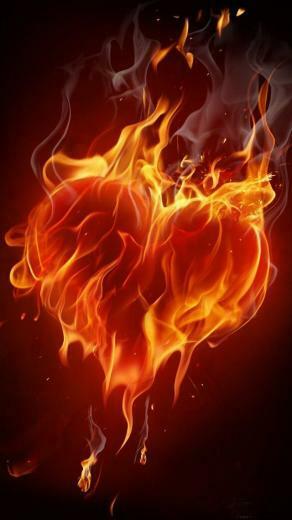 Orange Quenalbertini Heart On Fire iPhone Wallpaper Something