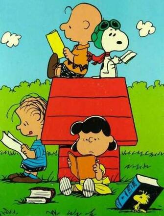 The Peanuts Gang Reading Computer Desktop HD Wallpaper Background
