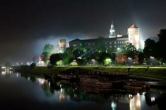 Photo Krakow Poland Night Rivers Cities Houses