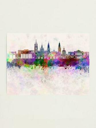 Guadalajara Skyline In Watercolor Background Photographic Print