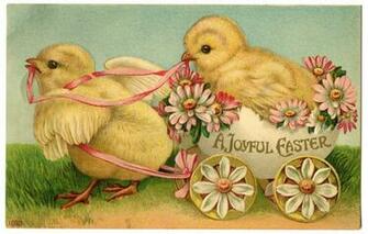 Stock Image Easter Chicks In Egg Cart The Graphics Fairy