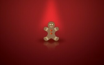 New Year Red Background Gingerbread Man Christmas Cookie Wallpaper