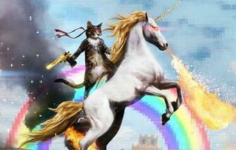 Ninja Cat Riding Majestic Unicorn Unicorns