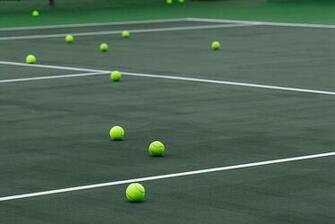 Tennis Balls On Court Wallpaper Wall Mural Self Adhesive Multiple