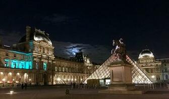 Landmark Photo During Nighttime Paris Mus E Du Louvre HD