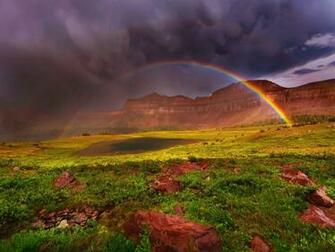 Rainbow Over The Mountain Meadow Wallpaper