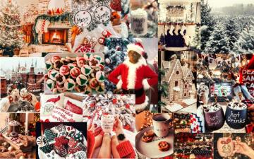 Christmas Laptop Collage Phone Wallpaper Cute