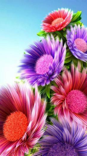 3d Color Flowers iPhone HD Wallpaper